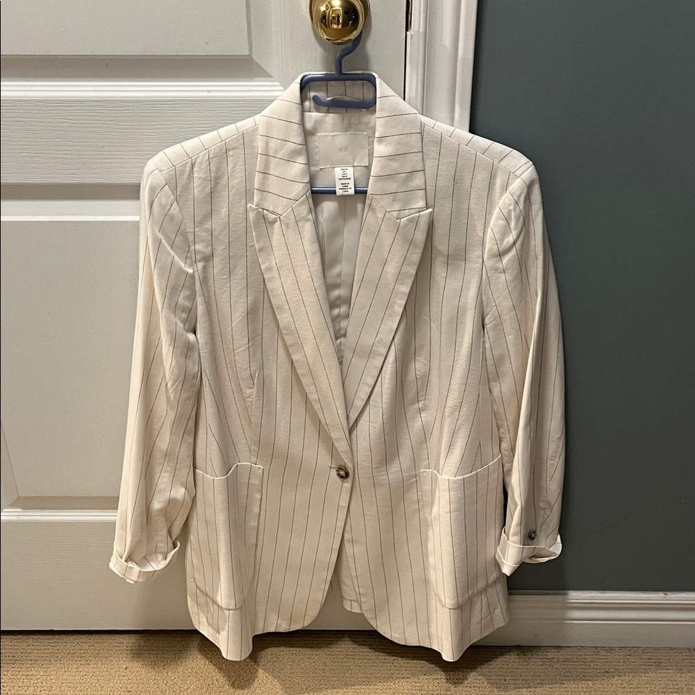 H&M Cream Pinstripe Jacket